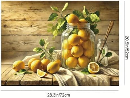 2D Flat Rustic Lemon Kitchen Stove Top Cover Protector Strong Kitchen