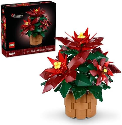 LEGO Icons Poinsettia Building Sets for Adults - Artificial Flowers