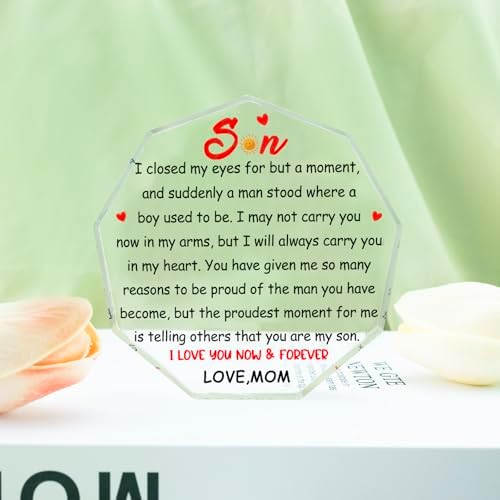 To My Son Gifts for Son from Mom I Love You Acrylic Desk Plaque