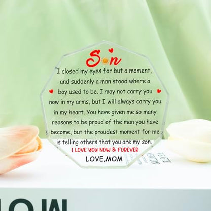 To My Son Gifts for Son from Mom I Love You Acrylic Desk Plaque