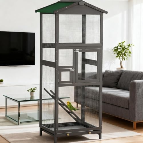 Sturdy Wooden Bird House with Natural Cedar Finish, Ventilated Design