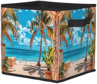 Fabric Storage Bins Closet Storage Bins - Beach Landscape Tropic Ocean