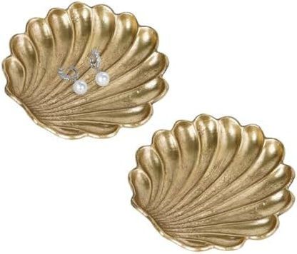NIKKY HOME 2 Pack Seashell Ring Holder Jewelry Tray, Gold Trinket Dish