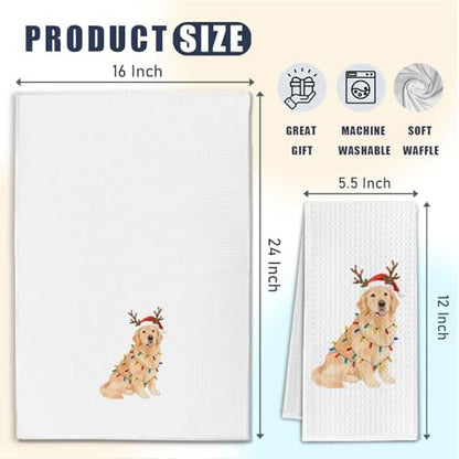 Golden Retriever Christmas Kitchen Towels, Gifts for Golden Retriever