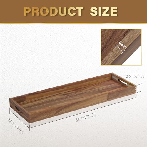 MAONAME Extra Large Ottoman Tray, 36 x 12 inches Acacia Wood Serving
