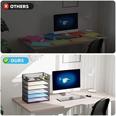 Marbrasse 6 Tier Paper Organizer Letter Tray - Mesh Desk File