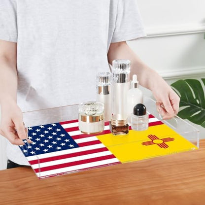 Flag of The Us New Mexico Acrylic Desk Organizer Tray with Handles