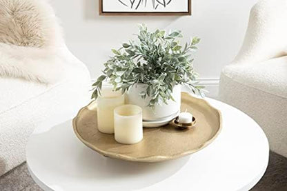 Kate and Laurel Alessia Modern Decorative Scalloped Round Footed Metal