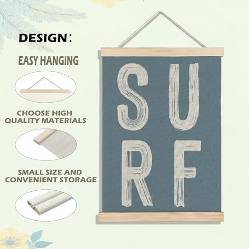 BearCake Surf Room Decor, Coastal Beach Surf Wall Art Poster Hanger