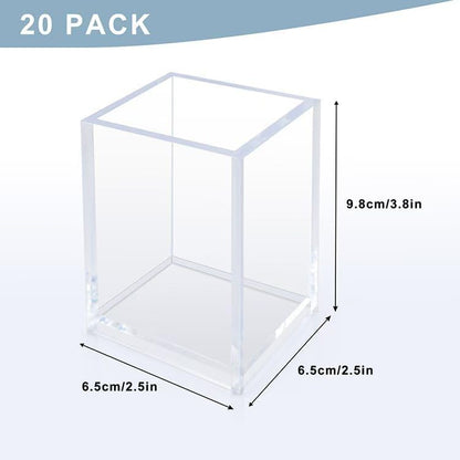 20 Pack Clear Acrylic Pen Holders, Bulk Pencil Cup Desk Organizers