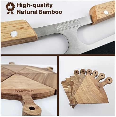 Wooden Pizza Serving Board Set – 6 Slice Detachable Pizza Tray with