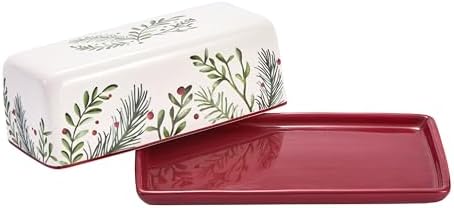 Bico Santa On The Way Ceramic Butter Dish with Lid, Wide Butter Keeper
