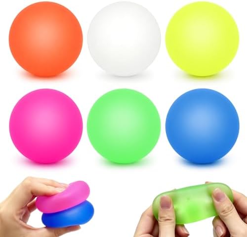 6 Pack Stress Balls Set,Stretchy Fidget Toys for Anxiety Relief,Hand