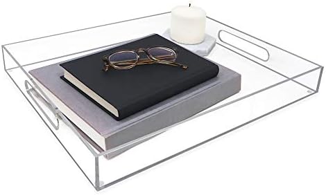 Isaac Jacobs Clear Acrylic Serving Tray (16x20) with Cutout Handles