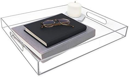Isaac Jacobs Clear Acrylic Serving Tray (16x20) with Cutout Handles