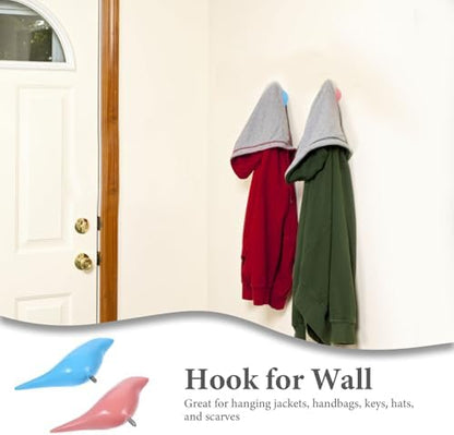 NUOBESTY 2pcs Bird Design Coat Hook Resin Wall Mounted Storage