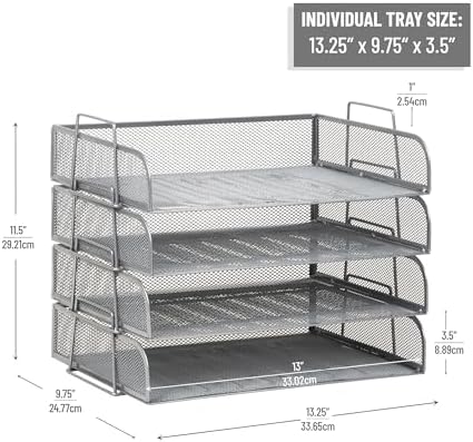 Mind Reader Stackable Paper Tray, Desktop Organizer, File Storage