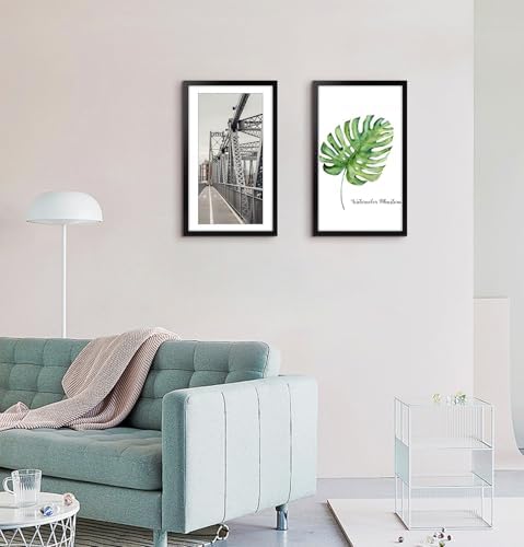 Frametory 2 Pack 14x24 Black Picture Frame with Real Glass Mat for