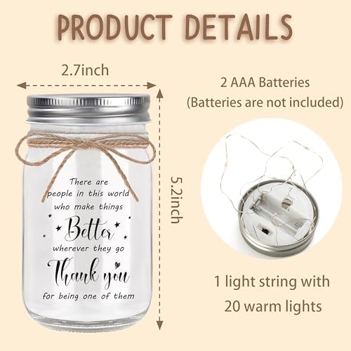Thank You Gifts for Women Men - Mason Jar Night Light
