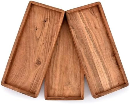 NIRMAN Acacia Wood Rectangular Wooden Platters for Home Decor, Food