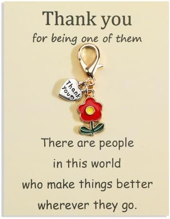 Thank You Keychain with Flower Appreciation Message Card Keycharm for
