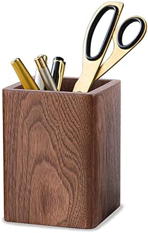 Wooden Pencil Holder, Stationery Organizer, Square Pen Cup Holder
