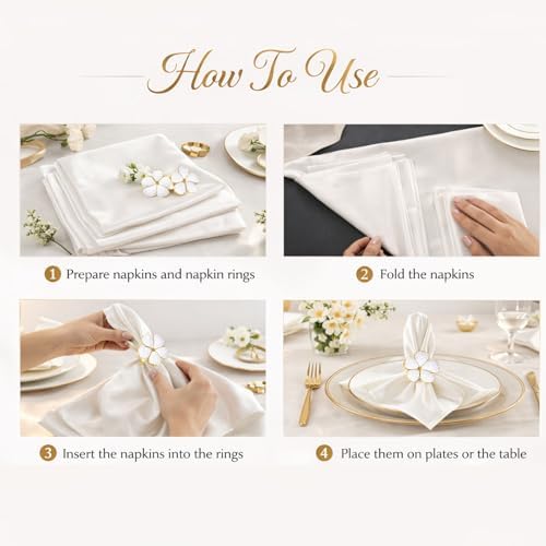 Flower Napkin Rings Set of 8, European Palace-Style Glaze