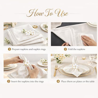 Flower Napkin Rings Set of 8, European Palace-Style Glaze