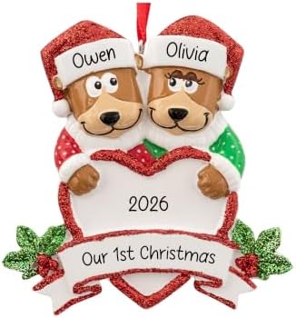 Personalized Brown Bear Couple Christmas Ornament 2026 | Bear Family