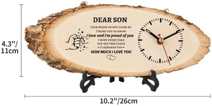 BeauGift Gifts for Son, Wooden Clock Son Birthday Gifts from Mom Dad