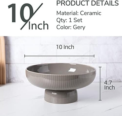 Ceramic Fruit Bowl for Kitchen Counter, Large Fruit Basket with Hole