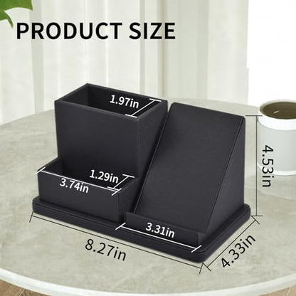 Pu Leather Desk Pen/Pencil Organizer Multi-Function Cell Phone/Remote