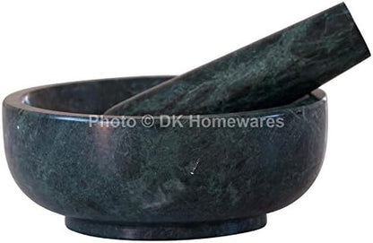 Indian Mortar And Pestle Set Fine Polished Green Jointless Marble