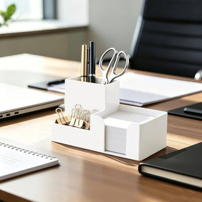 HBlife Acrylic Pen Holder for Desk, 3-Compartment Small Desk