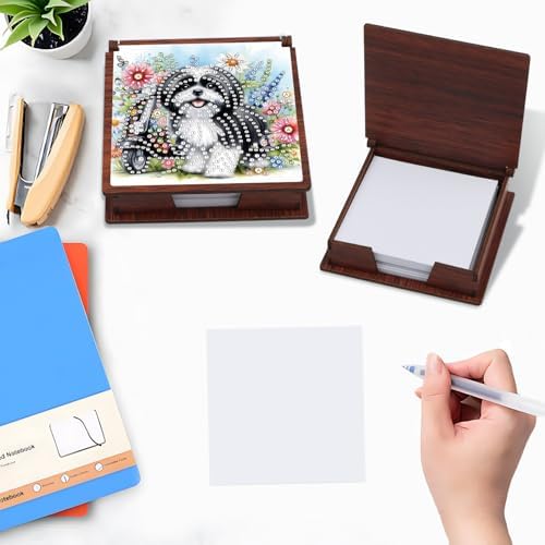 Sticky Note Holder Diamond Art Painting Wooden Post Note Dispenser