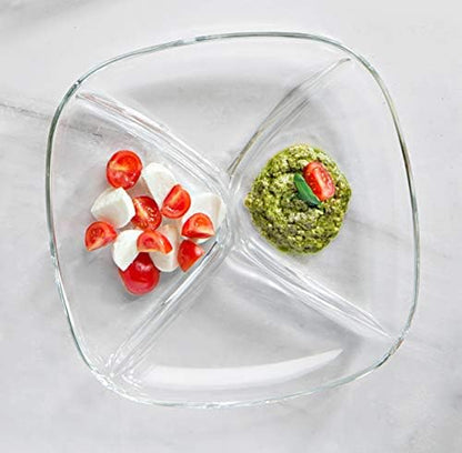 Barski - European Quality - Glass - 4 Sectional - Square - Relish Dish