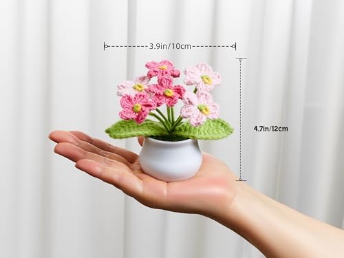 Crochet Flower Potted Handmade Knitted Flower Plant