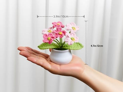 Crochet Flower Potted Handmade Knitted Flower Plant