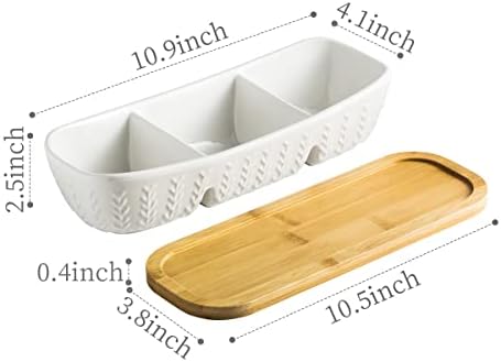 Miamolo Condiment Bowls Divided Serving Tray, Chip and Dip Bowl for