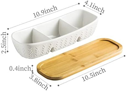 Miamolo Condiment Bowls Divided Serving Tray, Chip and Dip Bowl for