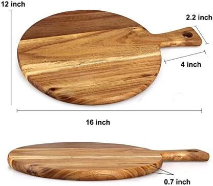 Acacia Wood Cutting Boards for Kitchen Round Chopping Charcuterie