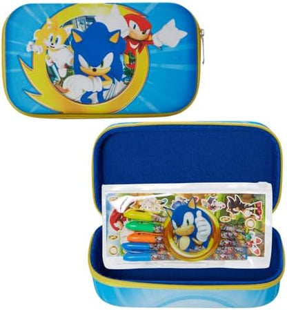 Sonic the Hedgehog Pencil Case Set, Gel Pens & Stickers, School