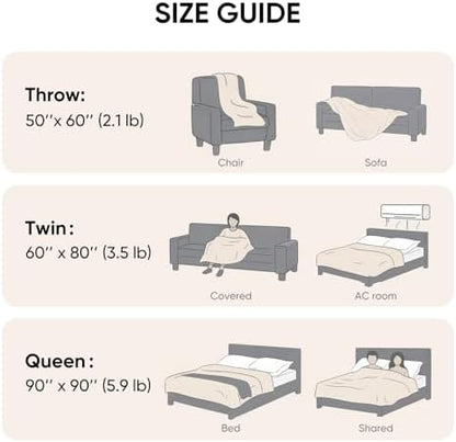 Snuggle Sac Cream Waffle Throw Blanket for Couch Bed Sofa 50x60