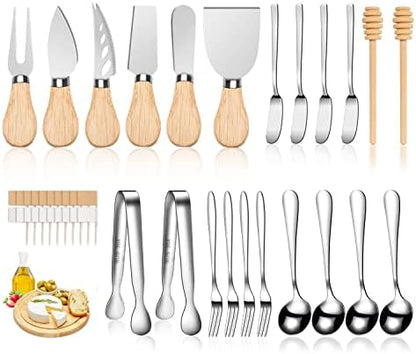 LifeMusican Charcuterie Board Accessories Wooden Cheese Spreader Knive