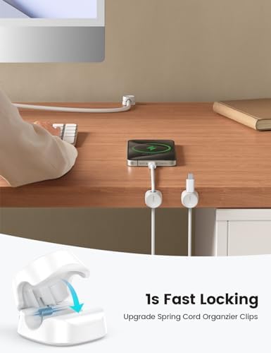 Lamicall 8 Pack Cord Organizer, [1s Lock] Cable Management Clips for