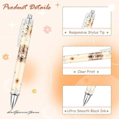 12 Pcs Highland Cow Ballpoint Pens, Cute Cow Print Retractable Click