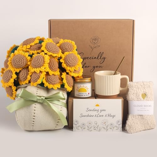Get Well Gifts for Women, Sunflower Flower Bouquet Blanket Gift