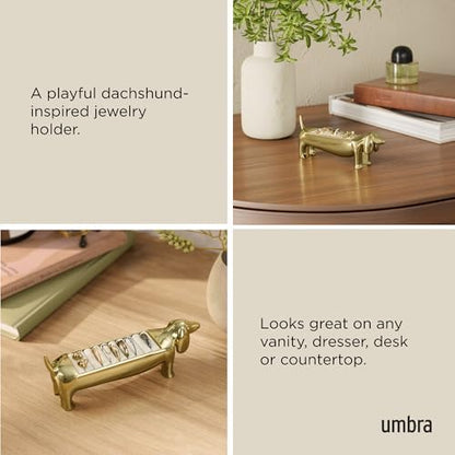 Umbra Dachsie Ring Holder, Weiner Dog Dachshund Jewelry Storage, Brass