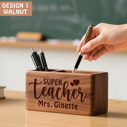 Personalized Teacher Gift Ideas, Custom Engraved Name Solid Wood Pen