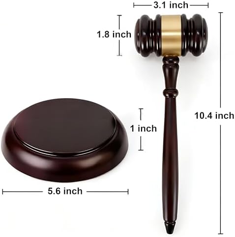 Wooden Gavel with Sound Block Set, Solid Wood Judge Gavel Set, Loud